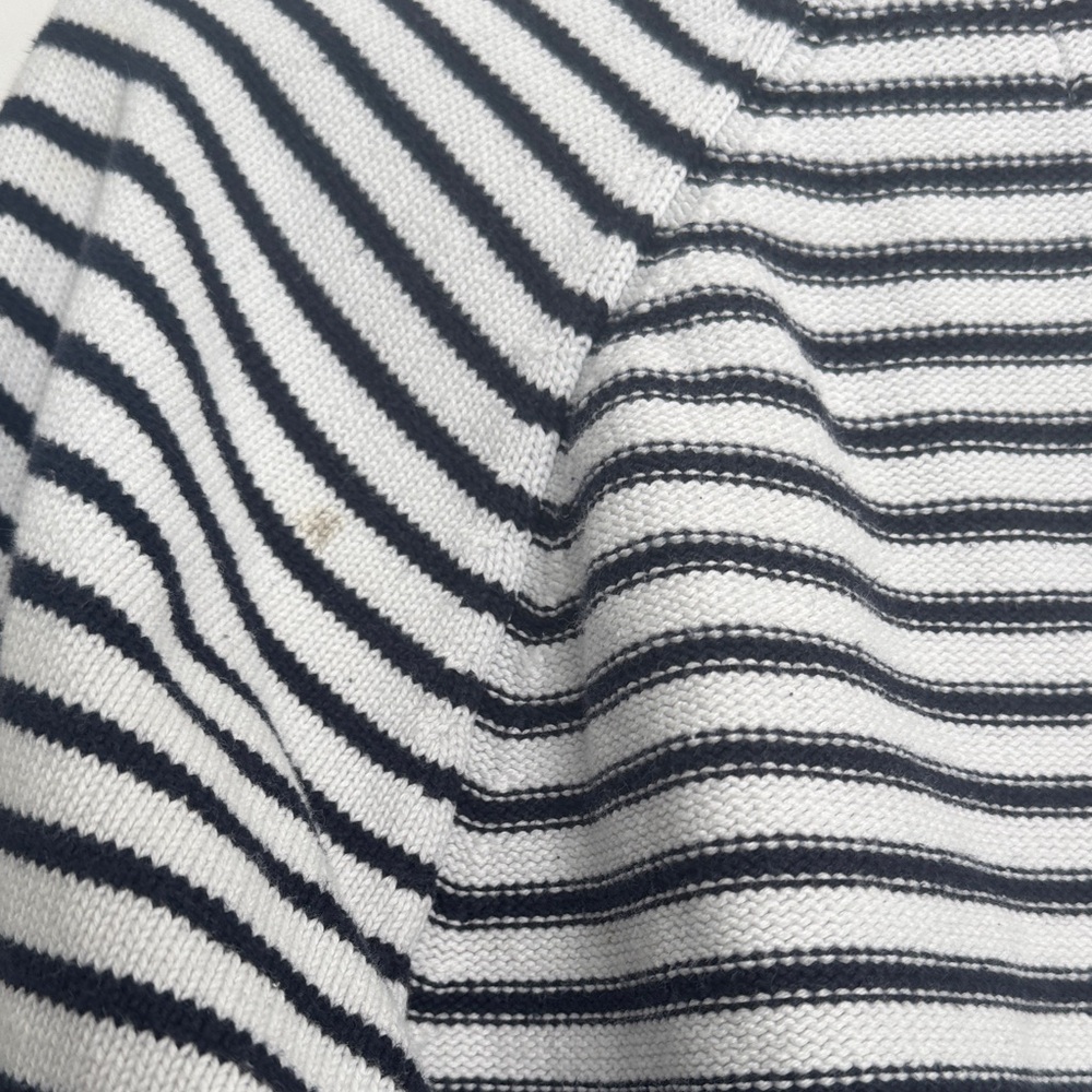 Nautical Striped Shawl Collar Sweater L 100% Cotton Fisherman Pullover Knit - Picture 4 of 6